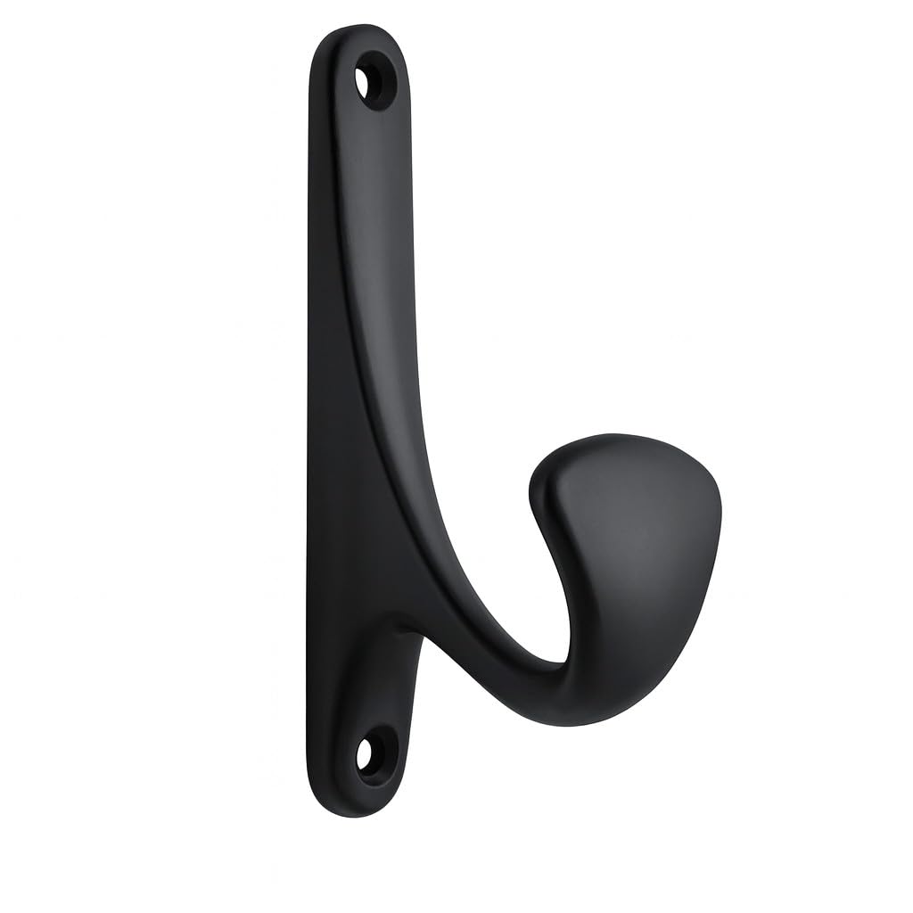 ANGSTROM Paquete de 10 ganchos de baño, soporte de una sola punta montado en la pared para albornoces y toallas de baño (negro mate)