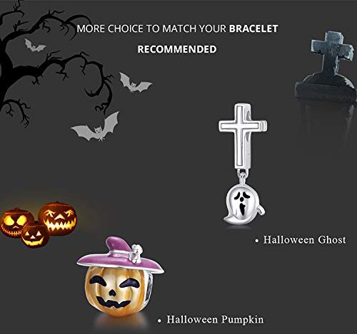 Halloween Ghost Charm Skull Charm 925 Sterling Silver Black Cat,Haunted House, Pumpkin Charm Fit Pandora Style Bracelet,Gifts for Halloween 7