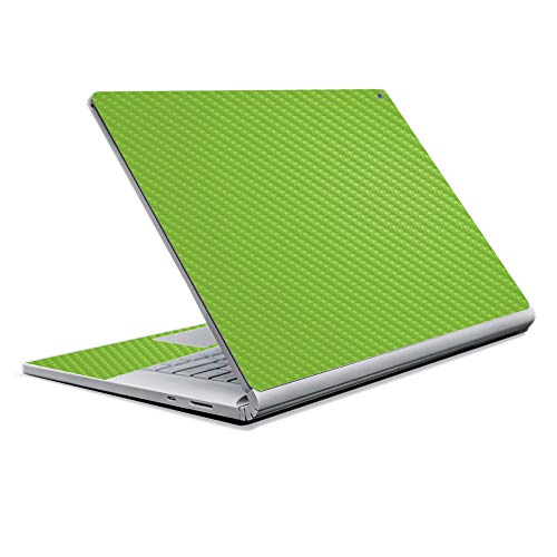 Image of MightySkins Carbon Fiber Skin for Microsoft Surface Book 2 13 inch (2017) - Solid Lime Green,Protective, Durable Textured Carbon Fiber Finish,Easy to Apply, Remove, and Change Styles,