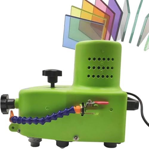 800W Portable Glass Edger - 8000 RPM Electric Glass Grinder with 8 Diamond Wheels & 2 Polishing Wheels for Straight & Round Bevel Edges, Blue