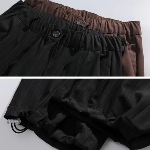 LIXINGHEITANG Summer Men Loose Casual Stripe Wide Leg Ankle Length Pants Japan Korean Streetwear Suit Sweatpants 6