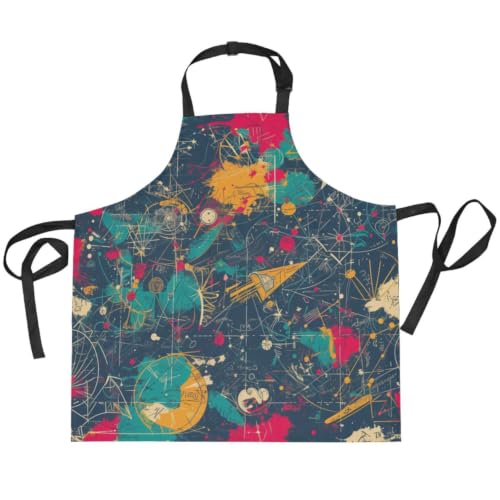 Tablier cosmos abstrait et peinture planetes colorees pour cuisine cuisinez avec style
