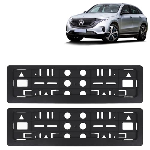 Image of KINGSWAY EQC Car Number Plate Frames for All 2020 Onwards Models of Mercedes Benz Car Registration Plate Holders, Black Licence Plate Covers (Front and Rear), Universal Size 51.5 x 14.5 cm