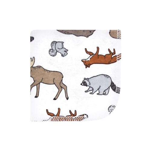 Image of Hudson Baby Unisex Baby Flannel Cotton Poly Washcloths, Animal Adventure 10 Pack, One Size