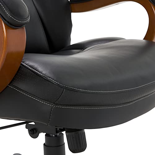 Serta Big And Tall Executive Office Chair With Wood Accents Adjustable High Back Ergonomic Lumbar Support, Bonded Leather, 30.5D X 27.25W X 47H In, Black #TOP7