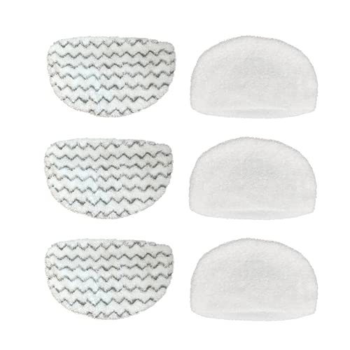 CKL&DJ 6 Pack Mop Pads Replacement for Bissell Powerfresh Steam Mop 5938 1940 1440 1544 1806 2075 Series, Models 19402 19404 19408 1940A 1940Q 1940T 1940W(Included 3 Soft Pads+3 Scrubby Pads)