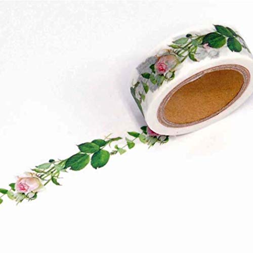Image of Frontia Japanese Masking Tape Flower Floral Design Fujico 0.6 inchx275.6 inch (Pink Rose)