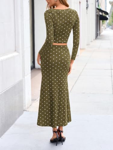 2-Piece BTFBM Women's Polka Dot Long Sleeve Crop Top & Maxi Skirt Set (S-XXL, Various Colors) $14.99 + Free Shipping w/ Prime or on $35+ + 69% Off... - image 3