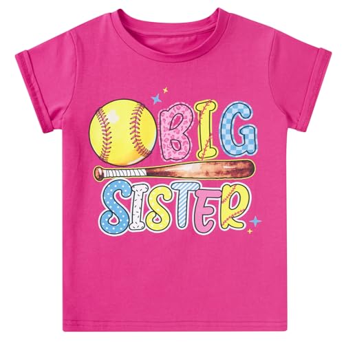 Image of Funnycokid Big Sister Shirts for Girls Pregnancy Announcement Toddler Promoted to T-Shirt 1-7 Years