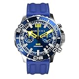 Panzera MECHA 45C Cronografo Quarzo Acciaio Data Silicone Blu Zaffiro Orologio Uomo