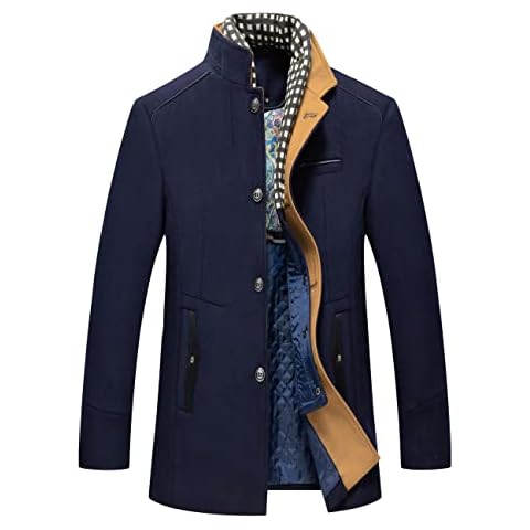APTRO Mens Jacket Winter Wool Coats Overcoat Outwear Warm Business Trench Jacket Cover