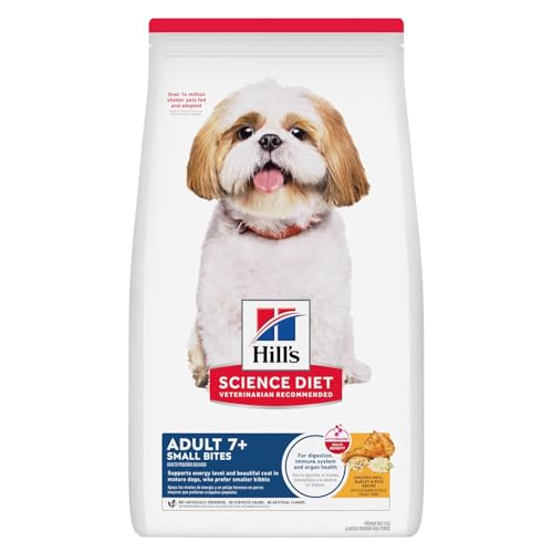 Hill's Science Diet Adult 7+ Small Bites, Croquetas para Perro Senior de Razas Pequeñas Sabor Pollo 2kg, Alimento para Perro Edad Avanzada que Apoya la Vitalidad, Salud del Corazón Piel y Pelaje Sanos