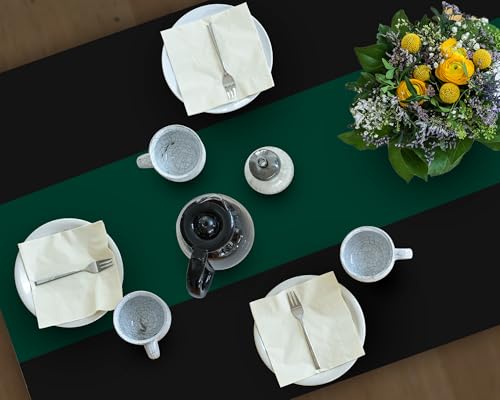 Image of Oudain 6 Pcs Plastic Table Cloths Disposable 54 inch x 108 inch, Dark Green, Black | Rectangle Table Cover, Waterproof Tablescloths for Back to School Wedding Baby Shower Birthdays Party Decoration