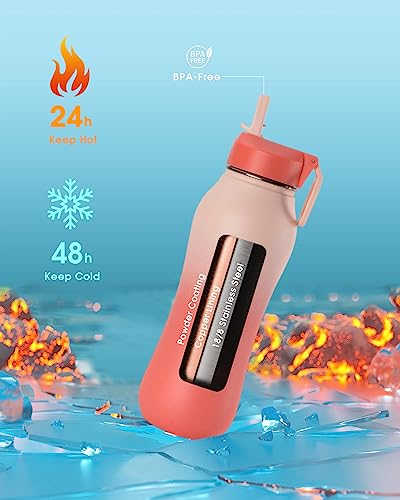 Image of Coolflask 32 oz Water Bottle Insulated Slim Series Stainless Steel