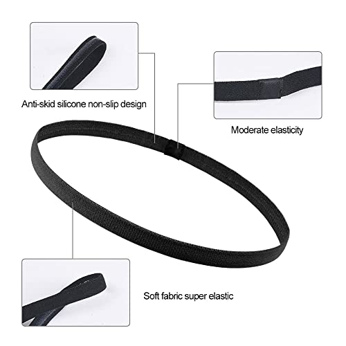URAQT Sport Headbands, 9 Pcs Elastic Non-Slip Silicone Running Headband - Image 3