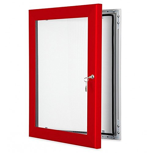 Poster Case Notice Boards - Outdoor Lockable - Red - A3