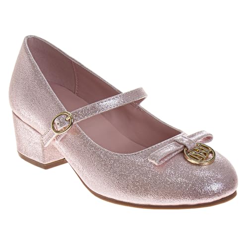 Image of Josmo Girls Low Heel Dress Pumps Crystal Strap Formal Wedding Sandals Flower Girl Shoes for Toddler /Little Kid /Big Kid
