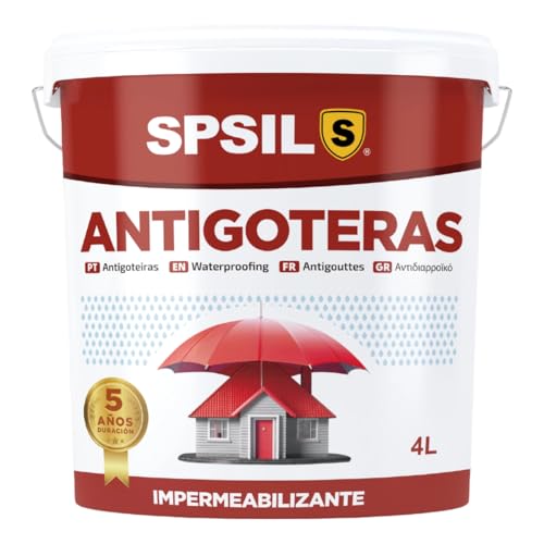 SPSIL Pintura Impermeabilizante Antigoteras Transparente 4 L - Pintura Epoxica para Suelos y Antihumedad para Interiores - Ideal para Terrazas, Azoteas, Fachadas