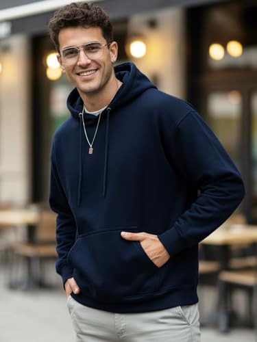 Image of Urbano Fashion Men's Cotton Solid Oversized Hooded Neck Sweatshirt