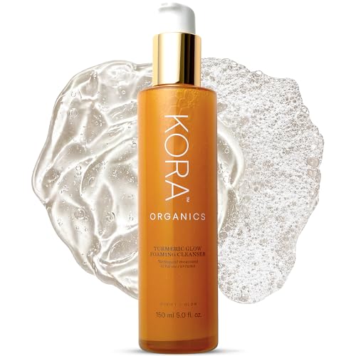 KORA Organics Turmeric Glow Foaming Facial Cleanser Gentle Non-Drying Turmeric Face Wash with Aloe Vera & Noni Fruit Extract for Radiant Looking Skin Cruelty Free Gel Cleanser 5.0 fl oz 150 ml