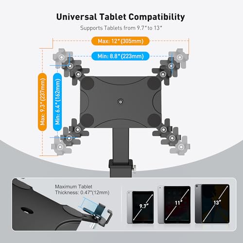Image of AboveTEK Anti-Theft iPad Kiosk Stand, 360 Rotation & Adj. Height 8.3 inch-13.4 inch, Heavy-Duty Steel & Aluminum, Fits 9.7 inch-13 inch Tablets, Security Retail POS Tablet Stand for Business & Commercial Use