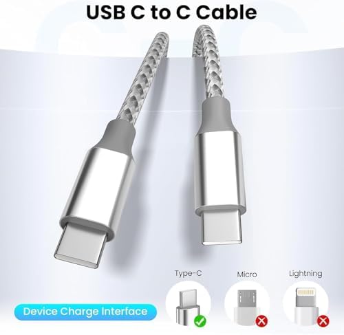 KYEHD USB C to USB C Cable 10ft 3 Pack 60W Fast Charging Long Charger Cord - 1