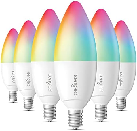 Sengled Zigbee Smart Candelabra Bulbs, Hub Required, Dimmable Multicolor E12 LED Candle Light Bulb Work with Alexa Echo(4th Gen), Echo Plus, Google/SmartThings, Voice/APP Control, 450 LM/40W Eqv. 6PK