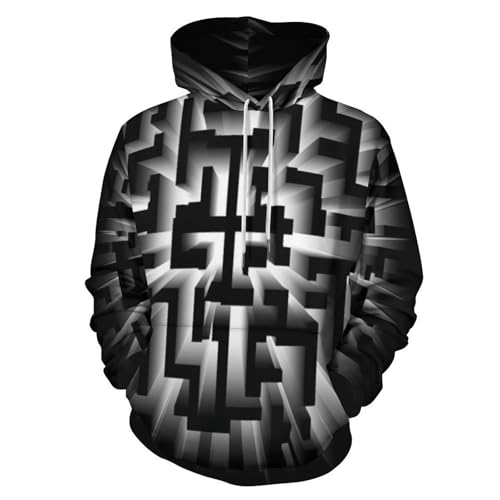 Sweat à capuche labyrinthe géométrique 3D pour homme et femme