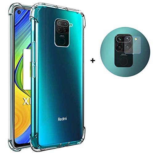 PLANETMOVIL para XIAOMI REDMI Note 9 Pack Protector Lente + Funda Transparente Reforzada