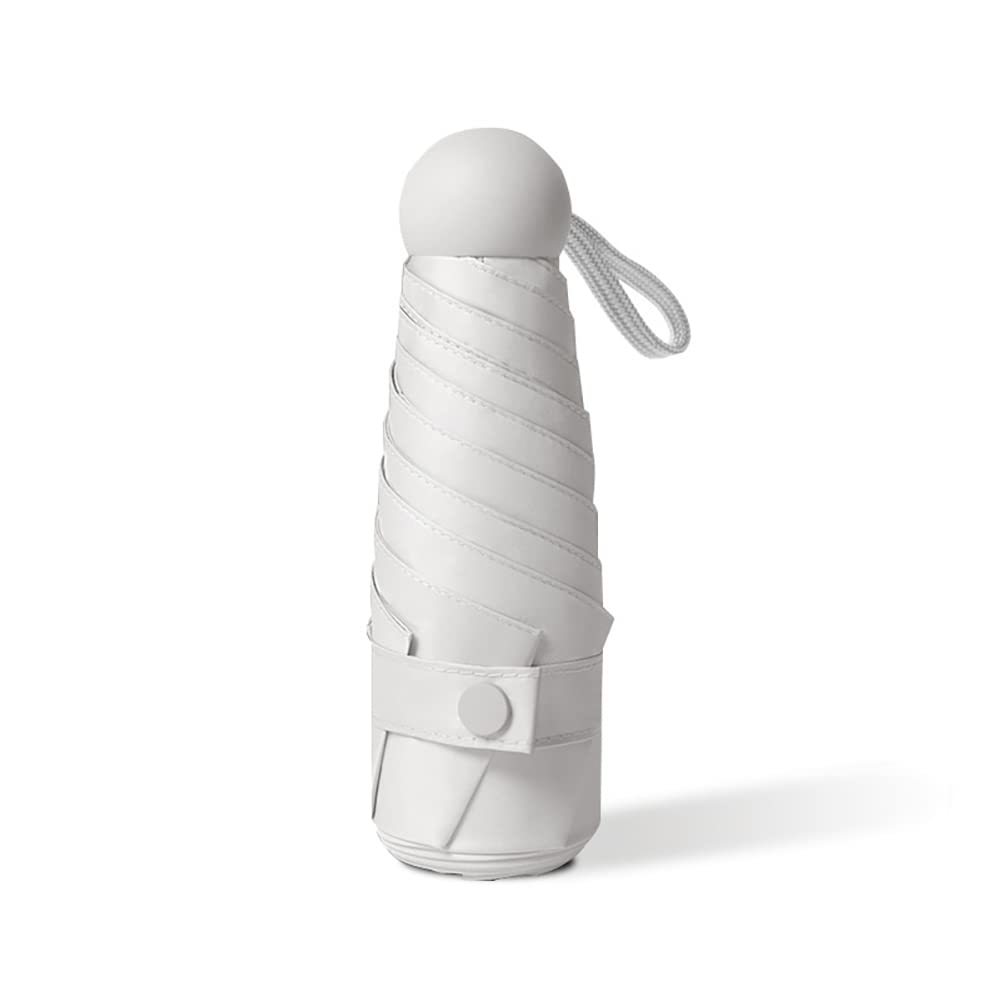 ikasus Mini Folding Umbrella Travel Outdoor Sun&Rain Umbrella Small and Compact Pocket Umbrella Lightweight Hand Operated Umbrella Folding Windproof Umbrella with 8 Bones for Women and Men White