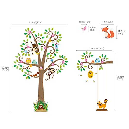 DECOWALL-SG-2106-Large-Scroll-Tree-and-Animals-Kids-Wall-Stickers-Wall-Decals-Peel-and-Stick-Removable-Wall-Stickers-for-Kids-Nursery-Bedroom-Living-Room-dcor