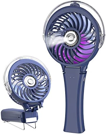 HandFan Portable Handheld Misting Fan, Rechargeable Personal Mister Fan, Battery Operated Spray Water Mist Fan, Foldable Mini Cooling Fans for Makeup Travel, Beach, Outdoors(Royal Blue)