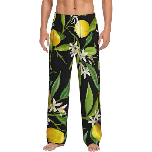 Pantalon de pyjama homme en flanelle polaire décontracté, vêtement de détente imprimé fleur