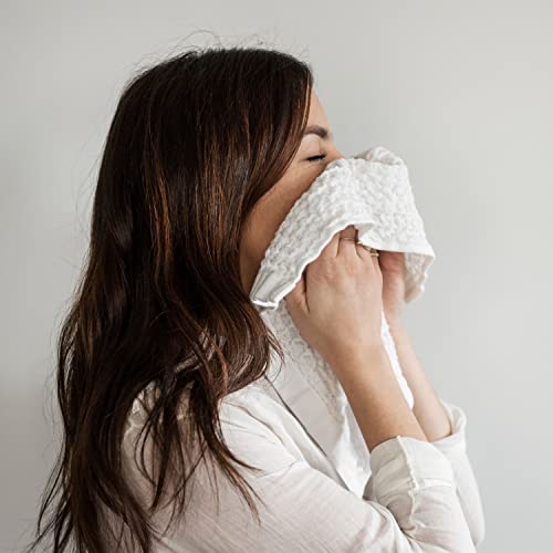 ONSEN Premium Face Towel - Waffle Weave - 100% Supima Cotton - 12" x 12" - Ultra-Soft - Fast Absorbing & Quick Drying - Bathroom, Kitchen, Shower, Hotel, Spa, Travel, & Gym - Wash Cloth - White - Thumbnail 4
