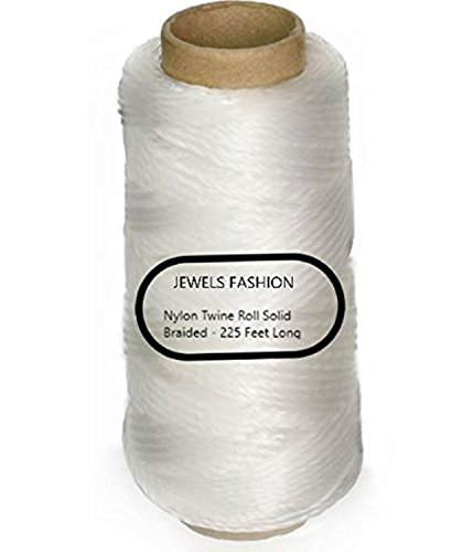 Nylon Twine Roll Solid Braided 225 Feet Long for Industrial, Packaging, Arts & Crafts, Hobby, Gifts, Wrapping, Decorations, Bundling, Fishing, Gardening, Worksite & Household Use (Nylon Twine 225 FT)