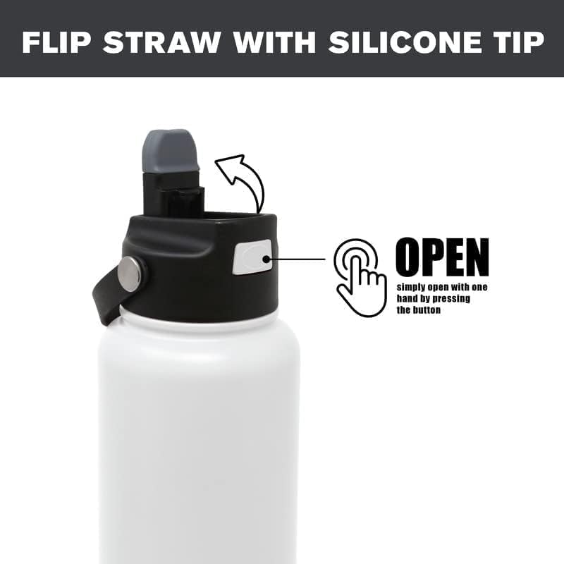 Miniatura 5 de Hydraflow Hybrid - Botella de agua de triple pared aislada al vacío con pajilla abatible (34 onzas, caqui), termo de metal de acero inoxidable, a