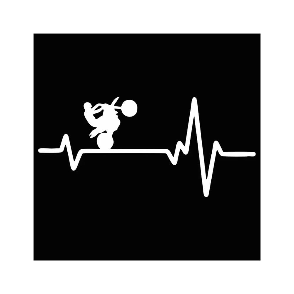 Bertdcx White Auto Accessory Dirt Bike Motorcycle Tires Heartbeat Creative On Car Stickers And Decals(White)