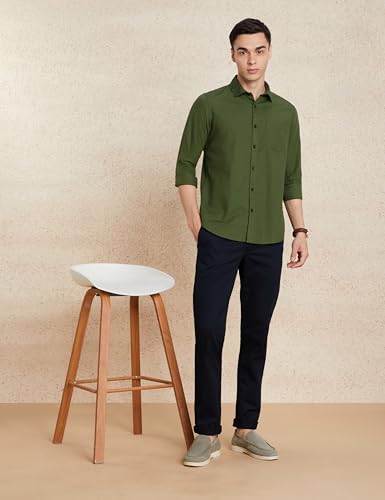 Image of Amazon Brand - Symbol Men's Solid Slim Fit Cotton Casual Shirt | Plain | Full Sleeve | Summer (Available in Plus Sizes)