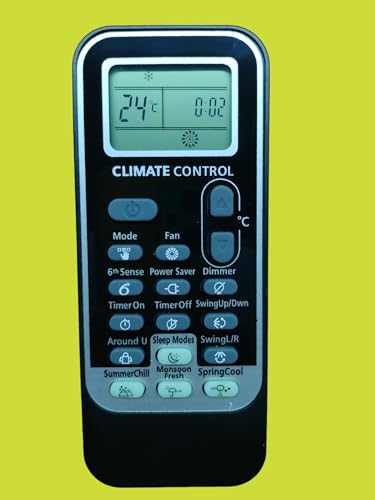 Image of Sanavya AC Remote Control - Compatible Replacement for Split & Window Air Conditioners - Replicates Genuine Remote Functions (Whirlpool Climate Control Black)