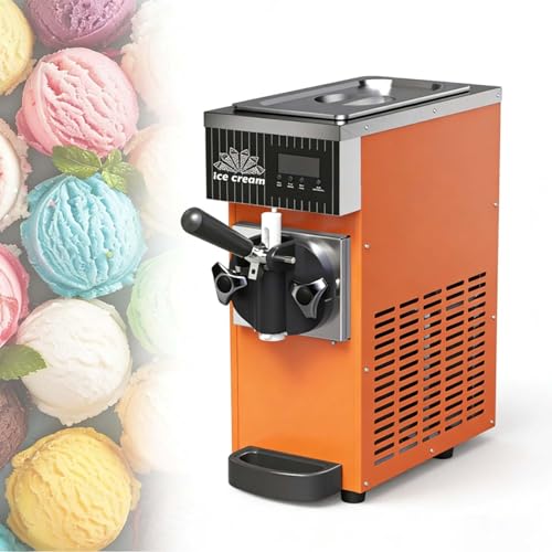 Máquina Comercial De Helado De Un Solo Sabor,Máquina Comercial De Helado Soft,4 A 5L/H,Control LCD,Limpieza Automática,Acero Inoxidable,Máquina De Encimera,Para Hogar Y Pequeños Negocios(Orange)