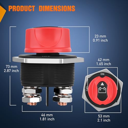 Nilight Battery Disconnect Switch 300A Master Disconnect Isolator 12V-48V On Off Power Cutoff Switch Waterproof Heavy Duty for Marine Boat Car RV ATV UTV Yacht, 2 Years Warranty