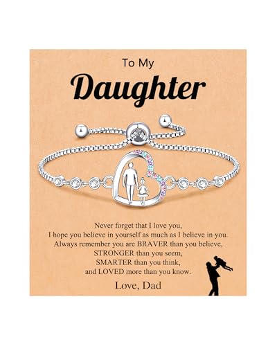 UNGENT THEM Love You Forever Heart Girls Bracelet Daughter Gifts From Dad Birthday Christmas Valentines