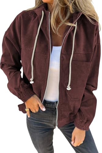 YUTILA Cord Jack Damen frühling Herbst Übergangsjacke