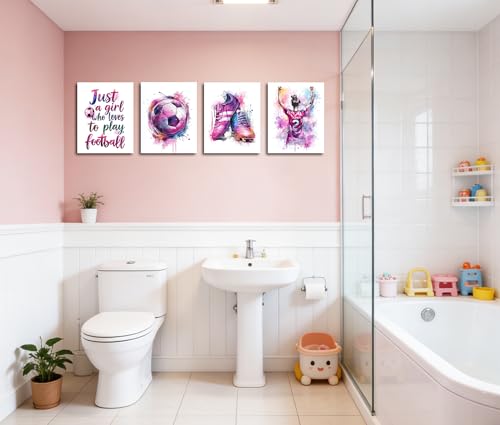 Image of Frimeeme 4 Piece Inspirational Soccer Print Set, Purple and Pink, 8x10