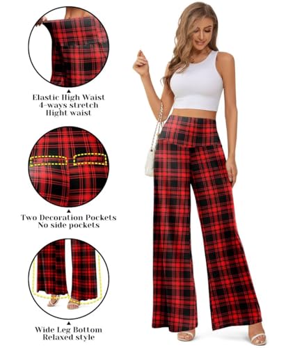 JZC Women's Palazzo Lounge Pants Stretchy Wide Leg Casual Pants Comfy High Waist Flowy Pants S-3XL