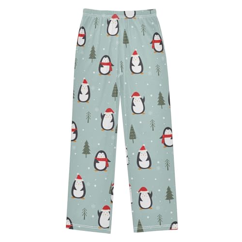 Boys' Pants Cute Penguin Christmas Pine Tree Long Bottoms Jogger Pants Elastic Waist Trousers with Pockets S-XL