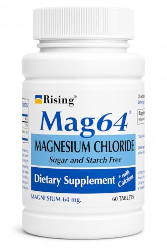 Rising Health Mag64 Magnesium Chloride Tablets with Calcium | Daily Magnesium Support for Muscle Bone Heart & Nerve Health - 60 Tablets