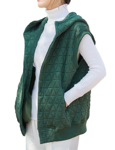 NFYM Women Quilted Hoodie Vest Soft Lightweight Button Up Padded Gilet Winter Outwear