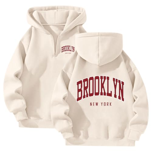 Cwuhyatre Hoodie Zippé Couple Graphique Lettre Style Streetwear Oversize Sweatshirt Manches Longues Couleur Unie Décontracté Pull Hiver Doux Vêtements Mode...