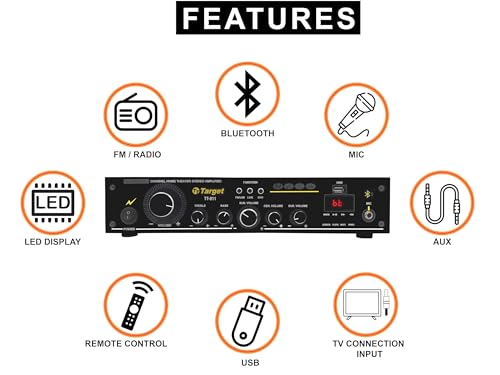 Image of TARGET - TT 811 Amplifier Rms 180 Watts 5.1 Channel Surround Six Tracks Stereo Amplifer USB, Bluetooth, Av, MIC